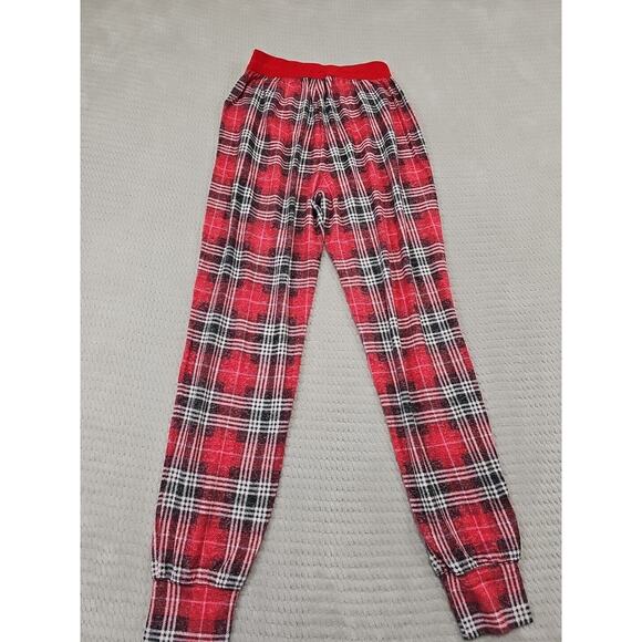 Victorias Secret Pink Pajama Pants Womens Small Red Plaid Jogger Style Soft - Picture 6 of 7